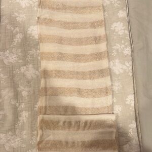 Express Cream and Gold Striped Scarf